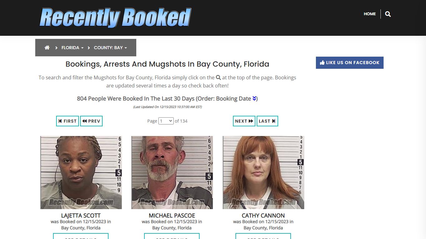 Recent bookings, Arrests, Mugshots in Bay County, Florida - Recently Booked